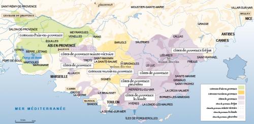 Côtes de Provence, Coteaux d'Aix, Bandols