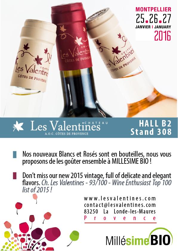 Château les Valentines participe au Salon Millésime Bio 2016