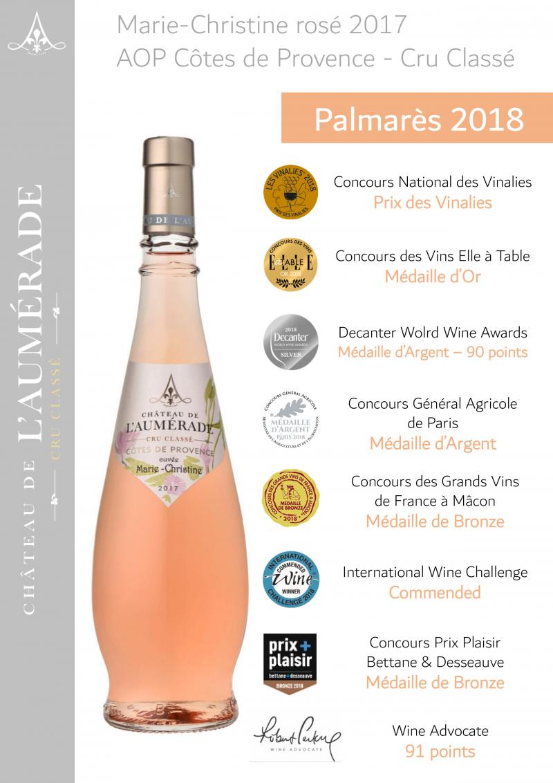 Pluie de médailles pour Marie-Christine rosé 2017 !